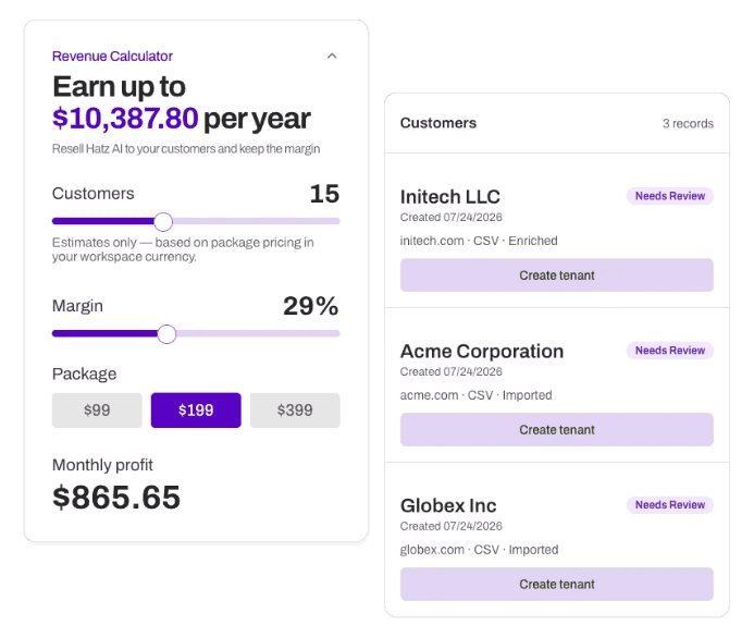 Revenue calculator and customer activation statuses